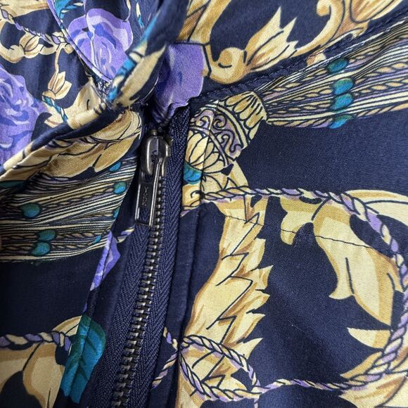 Vintage 90s Silk Novelty Quilted Baroque Floral Bomber Jacket – Anna & Frank L - Picture 10 of 11
